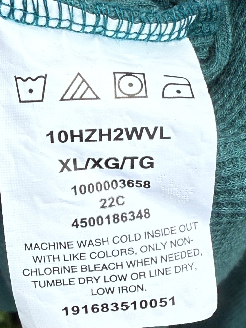 Wrangler Teal Waffle-Knit Henley Long Sleeve Size XL - Picture 6 of 6